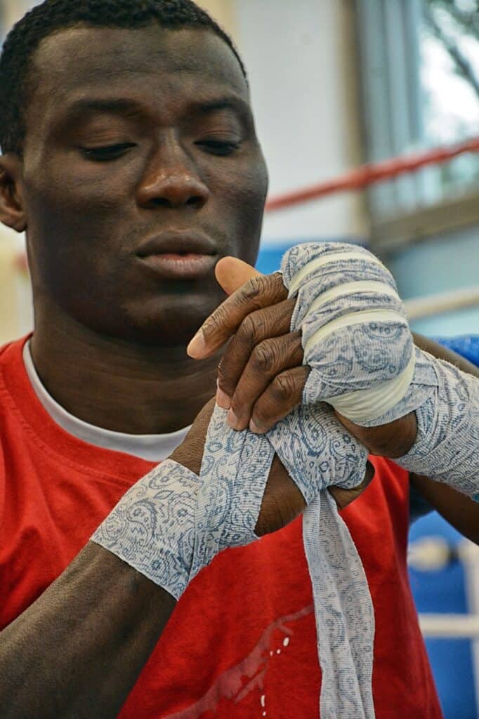 Boxer hand wrapping